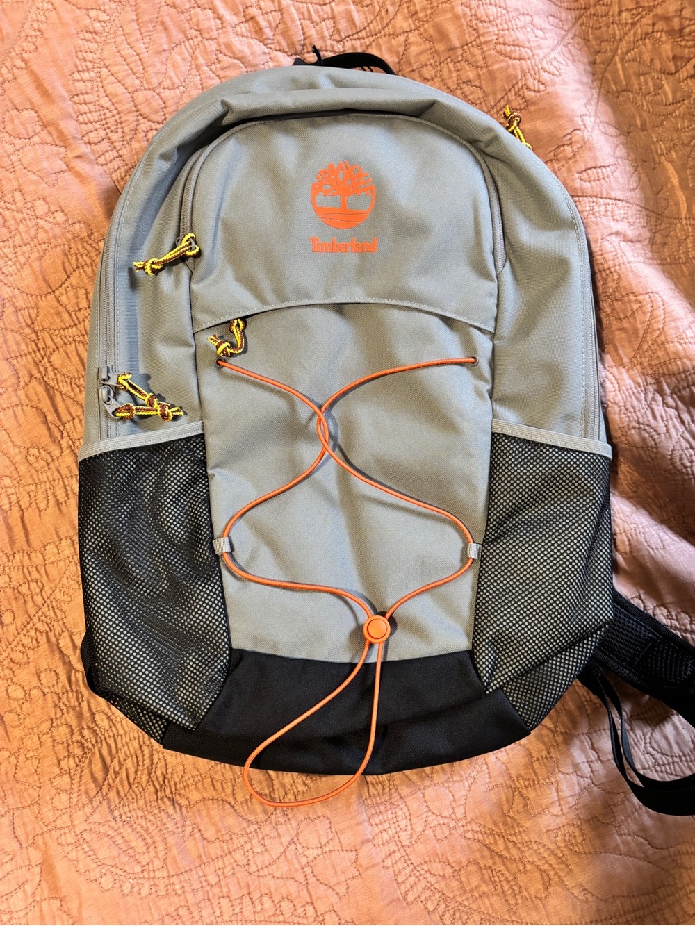 Timberland Gray Backpack with Orange Accents